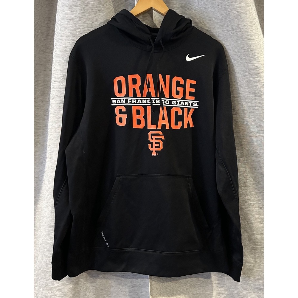 Nike Men's San Francisco Giants Black Orange City Therma-FIT Hoodie Large